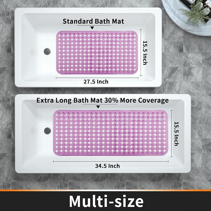 Yimobra Bathtub Mat Non Slip, Super Strong Suction Cups, 27.5"x15.5" Long - Image 6
