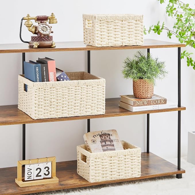 Vagusicc Wicker Storage Basket, Hand-Woven Paper Rope Storage Baskets - Image 3