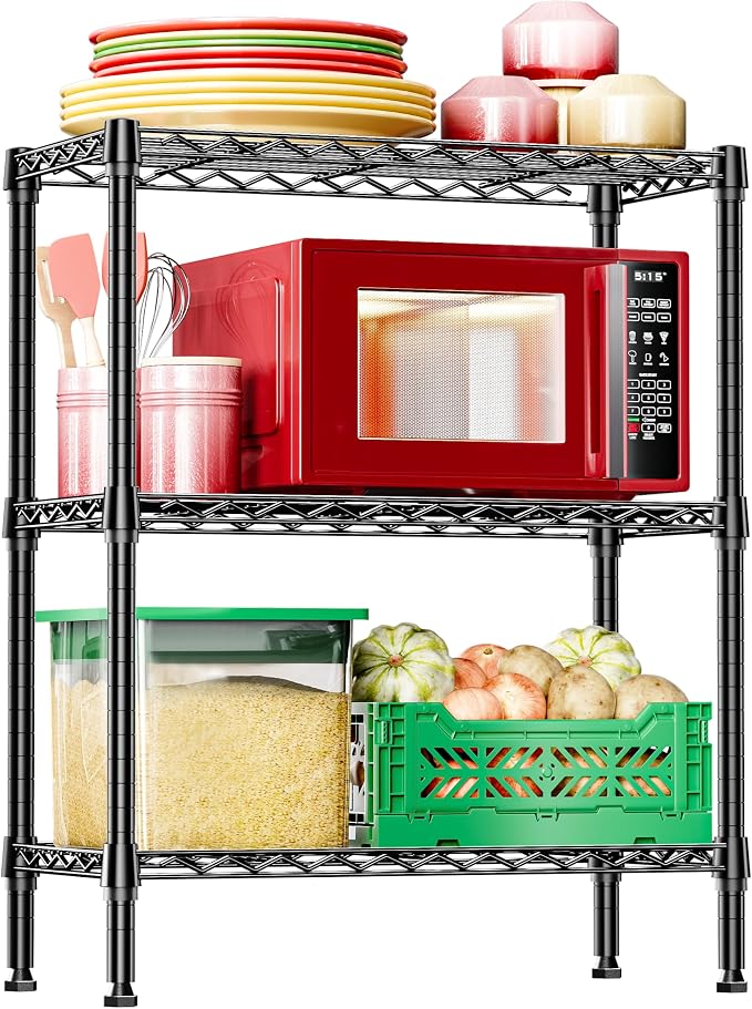 IZEUK 3-Tier Heavy Duty Steel Storage Shelves, Metal Shelf Wire Shelving Rack by IZEUK