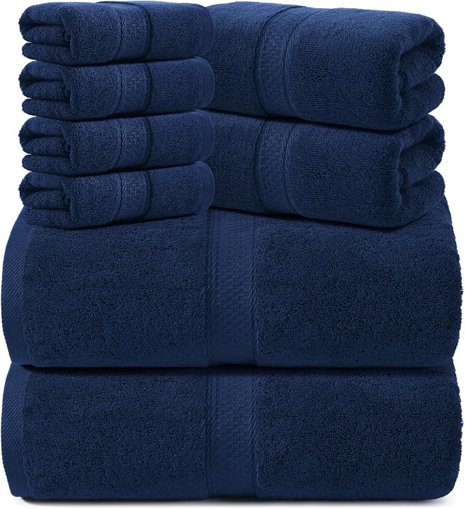 REDKISS Luxury 100% Cotton 8 Piece Bath Towel Sets, 2 Bath Sheets, 2 Hand by REDKISSOnline