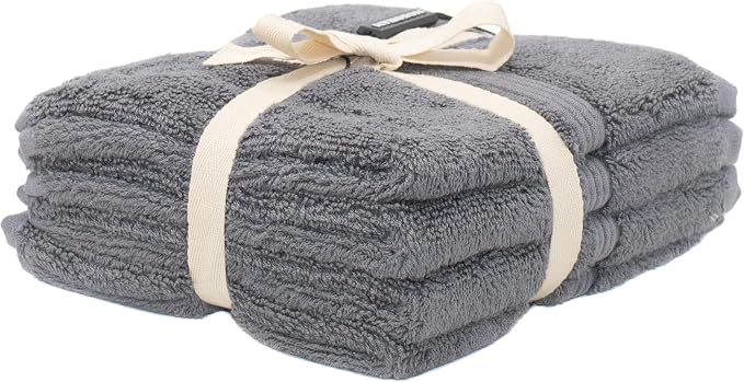 Mosobam Luxury Turkish Towels Set of 4 Washcloths 13X13 Charcoal Gray 700 GSM - Image 2