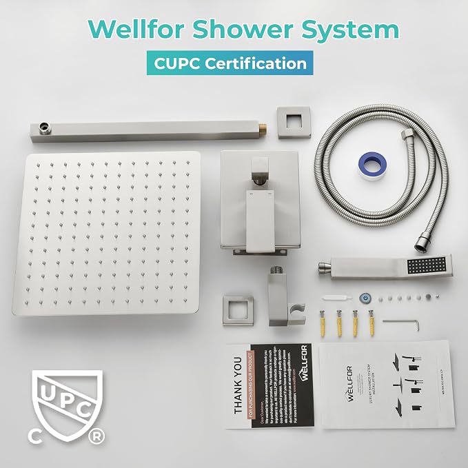 WELLFOR Wall Mounted Shower Faucet Set, Bathroom Showers Faucets, Shower System - Image 9