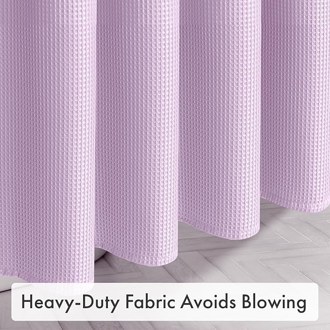 AmazerBath Light Purple Shower Curtain Waffle Textured, Lavender Shower Curtain - Image 7