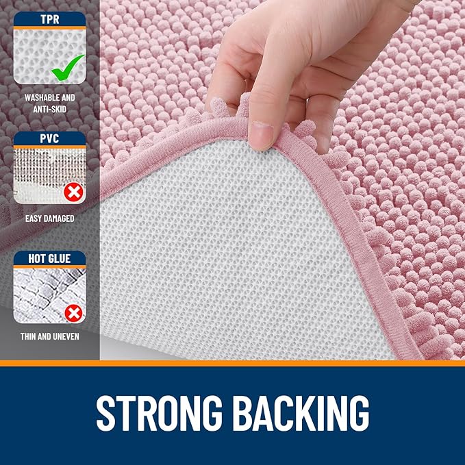 OLANLY Bathroom Rugs 24x16, Extra Soft Absorbent Chenille Bath Rugs, Rubber - Image 6