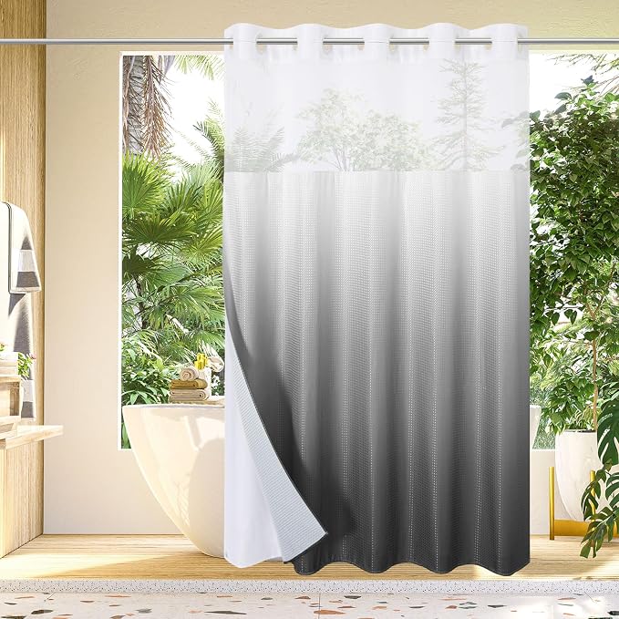 Gibelle No Hook Waffle Weave Shower Curtain by Gibelle