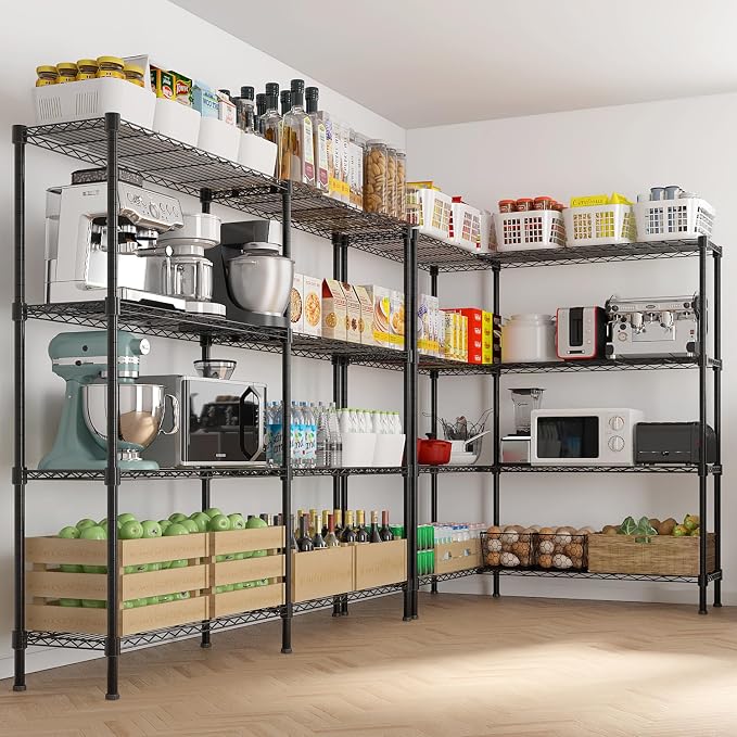 4 Tier Storage Racks Shelving, Heavy Steel Pantry Shelves, Adjustable Wire - Image 7