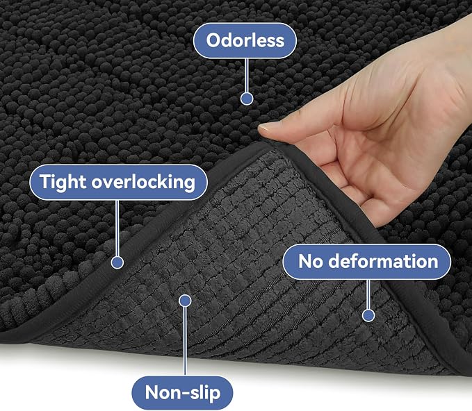 Bcoimo 30"×20" Chenille Bath Mat – Non-Slip - Image 5