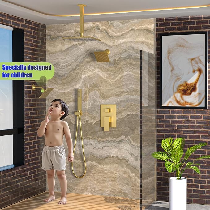 Enga 10 Inch + Dual 6-Inch Rain Shower System, Four Modes Diverter Shower Faucet - Image 2