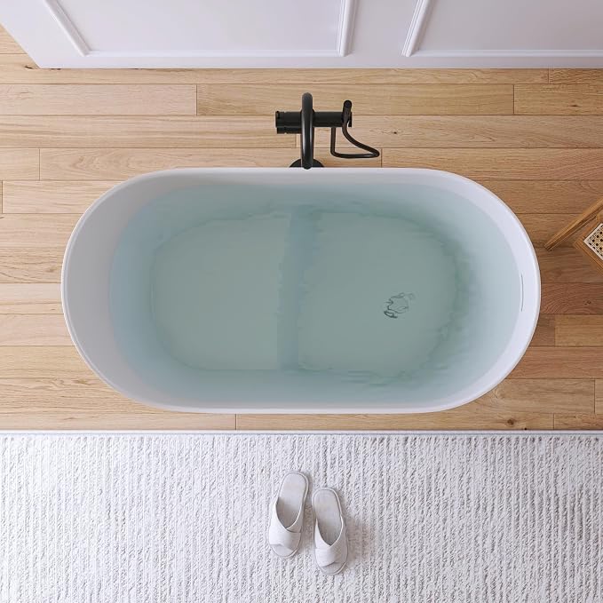 43" Stone Resin Janpanese Soaking Tub, Freestanding Deep Soaking Bathtub - Image 6