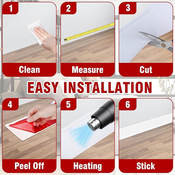 Vinyl Baseboard Molding Trim 4 Inch x 100 Feet Peel and Stick Baseboard Trim - Image 6