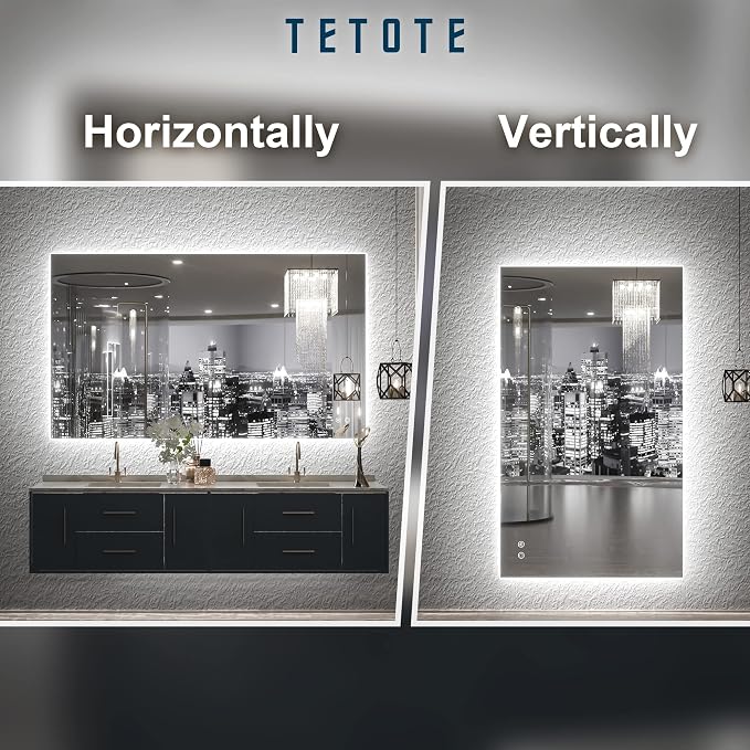 TETOTE 40 x 24 LED Backlit Vanity Mirror Bathroom, 3Color White/Warm/Natural - Image 7