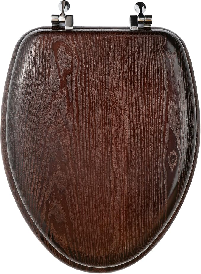 Elongated Toilet Seat Heavy Duty, Veneer Natural Standard Wooden Toilet Seat - Image 5