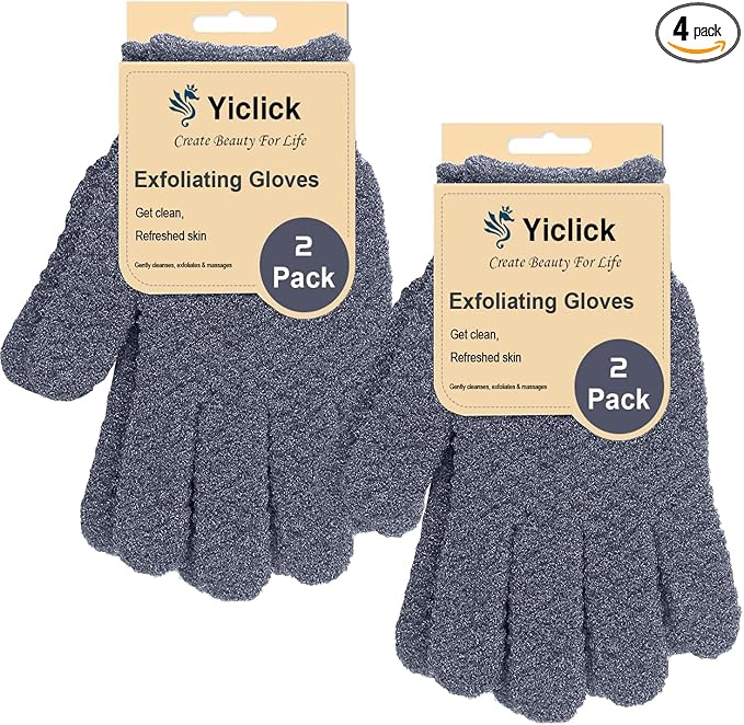 Yiclick Heavy Exfoliating Gloves 4Pcs, Exfoliating Mitts, Body Scrubber by YiclickCreateBeautyforLife