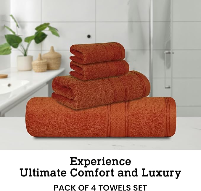 Casa Lino 4 Piece Bath Towel Set | 1 Bath Towel, 2 Wash Cloth, 1 Hand Towels | - Image 2