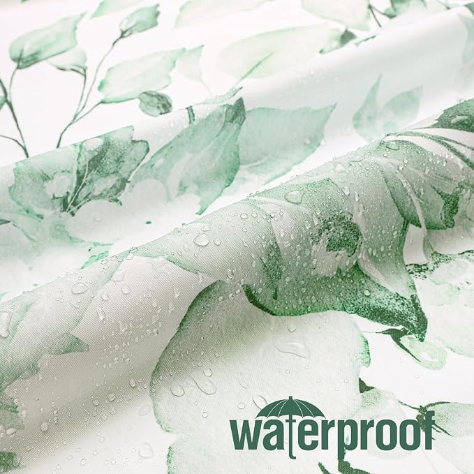 Gibelle Long Shower Curtain 72 x 78, Tall Mint Green Floral Shower Curtain - Image 3