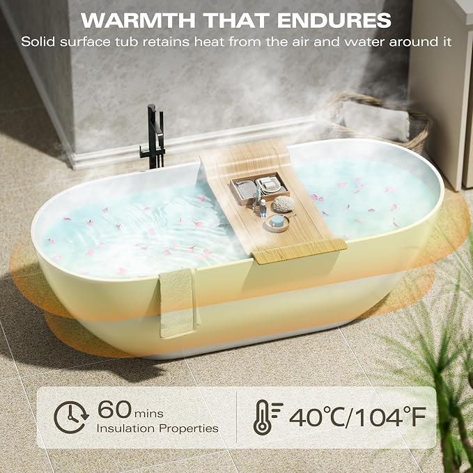 Abruzzo 63" Freestanding Bathtub Solid Surface - Image 2