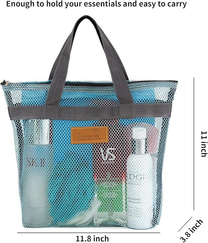 Mesh Shower Caddy Bag Portable Hanging Toiletry and Bath Organizer - Image 3