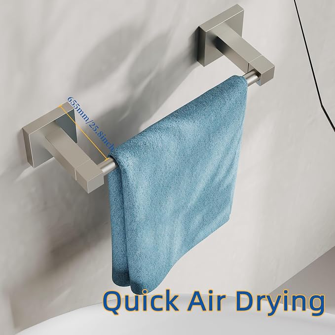 RUACQ Hand Towel Holder, 9-inch Hand Towel Bar, Square Base Towel Ring - Image 4