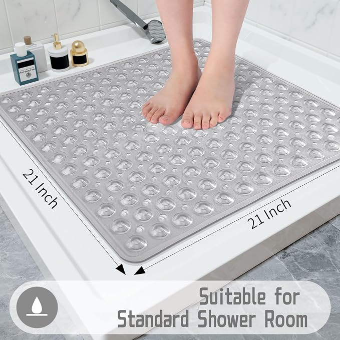 Yimobra Shower Bathtub Mat Non Slip, 21x21 Inch, Soft Square Bath - Image 5