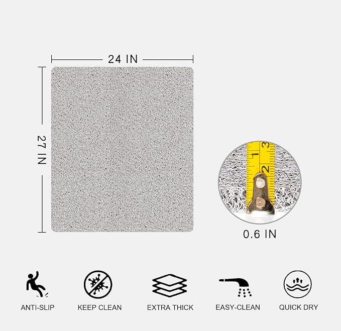 Nonslip Bathtub Mat, Anti Slip Bath Mat 0.6" Extra Thick, Quick Dry Bath Tub - Image 2
