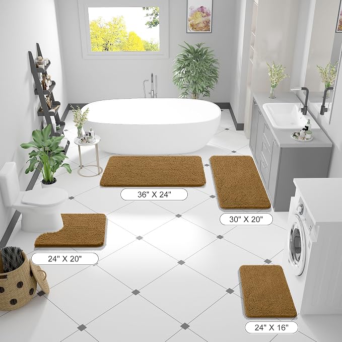 OLANLY Bathroom Rugs 30x20, Extra Soft Absorbent Chenille Bath Rugs, Rubber - Image 2