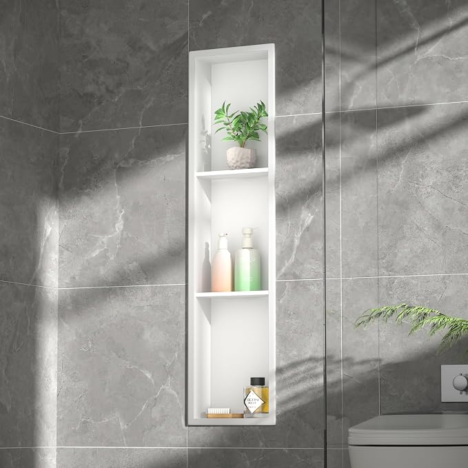 Stainless Steel Shower Niche 36" X 8" White No Tile Needed Niche Shower - Image 6