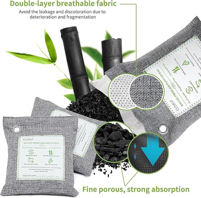 CLEVAST Bamboo Charcoal Air Purifying Bags, Removes Odors and Moisture - Image 7