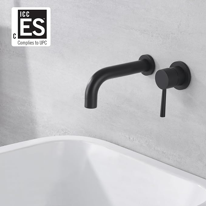 SUMERAIN Matte Black Tub Faucet Set Wall Mount Bathtub Faucet Single Handle - Image 2