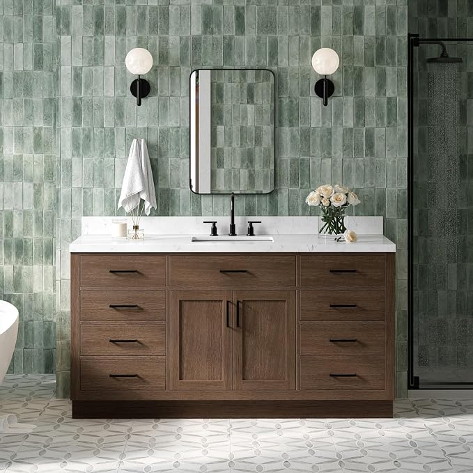 ARIEL Hepburn 66 Inch Single Rectangular Sink Bathroom Vanity by Ariel