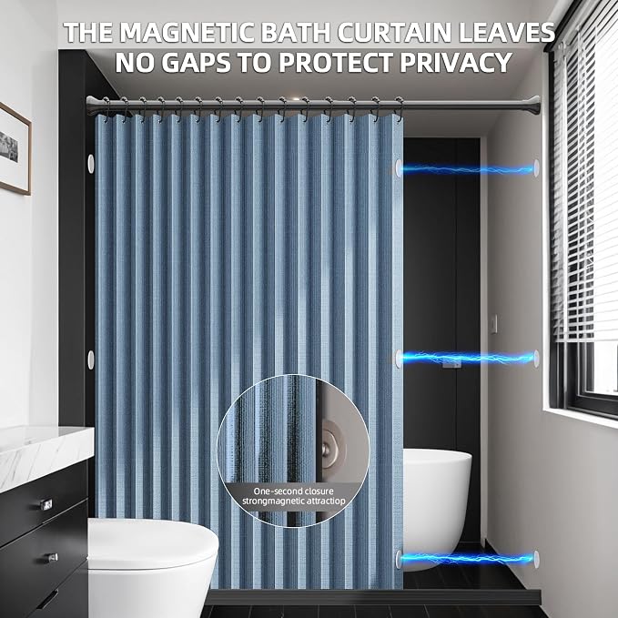 Bathroom Magnetic Folding Shower Curtain, Accordion-Style Shower Curtain - Image 2