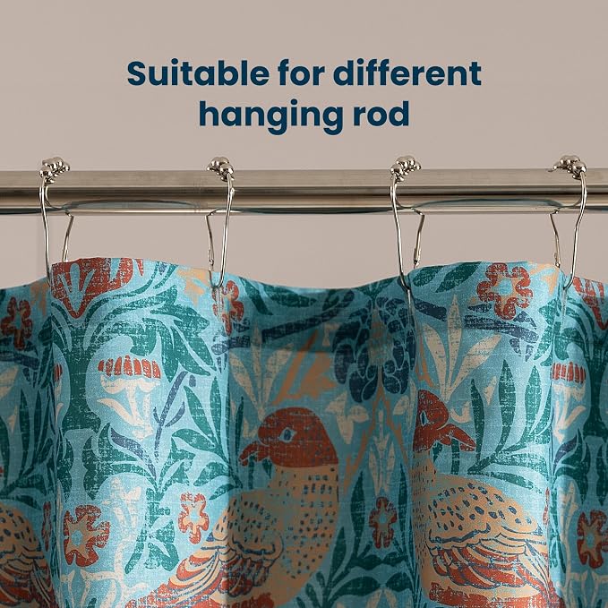 SLEEP ZONE Blue Garden Shower Curtain Waterproof Curtains - Image 5