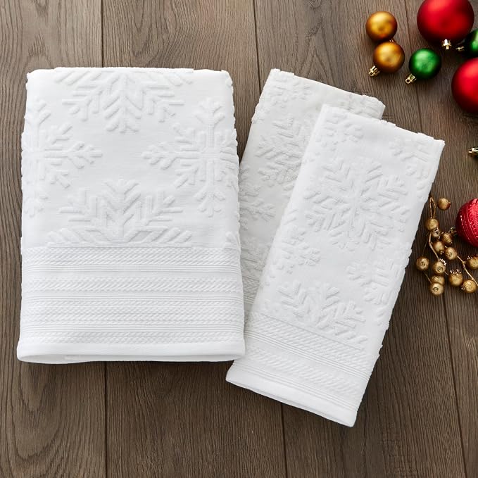SKL Home Christmas/Winter/Gift Subtle Snowflakes Bath Towel - Image 8