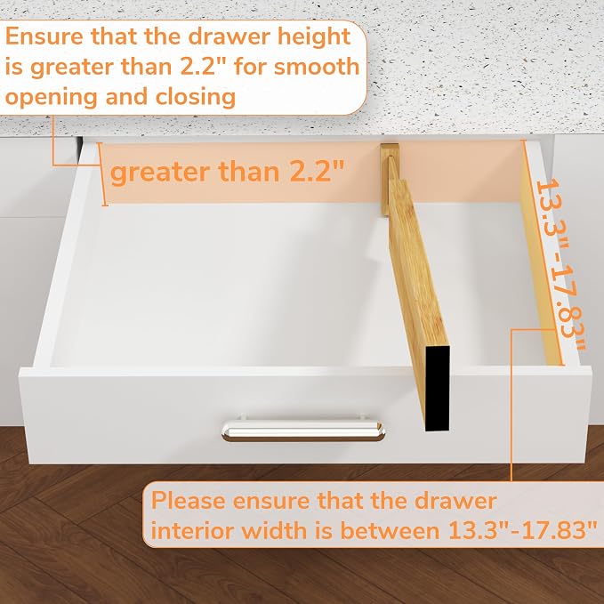 BAMEOS Drawer Divider, Expandable Bamboo Separators Adjustable Utensil Knife - Image 3