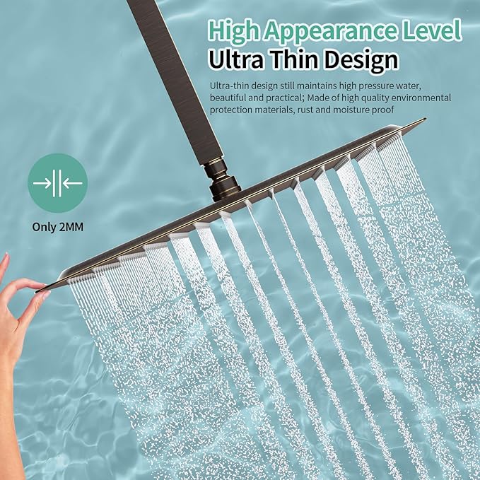 SR SUN RISE Luxury 16 Inch Extra Large Square Stainless Steel Shower Head High - Image 5