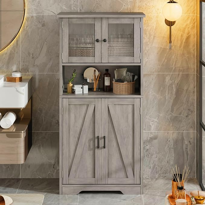 IDEALHOUSE 50" Tall Bathroom Cabinet, Freestanding Bathroom Storage Cabinet - Image 2