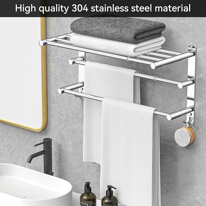 Adjustable Towel Bar for Bathroom Wall Mount17-30.7inch Adhesive Shower Towel - Image 6