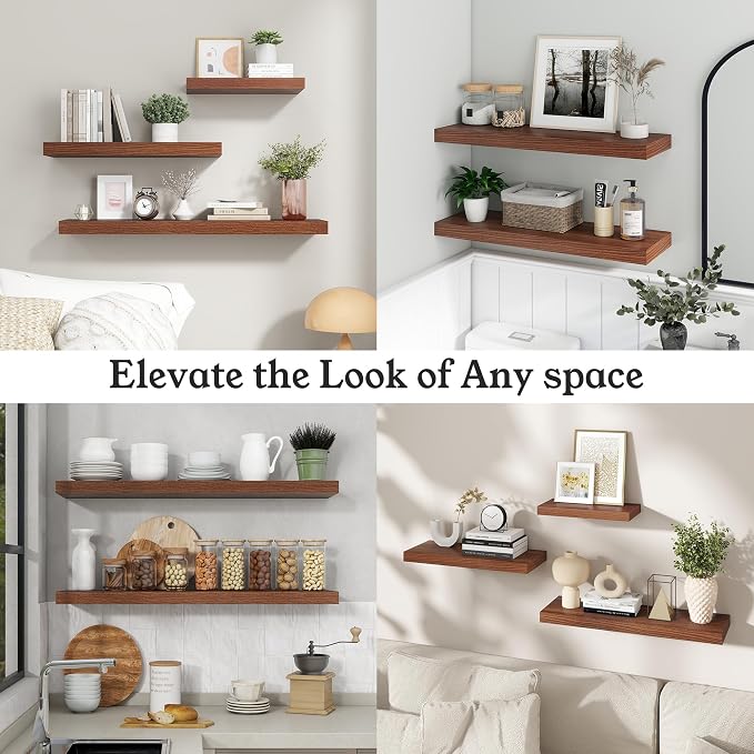 Floating Shelves for Wall, 7.9" Deep Wall Mounted Wood Shelves for Bathroom - Image 8