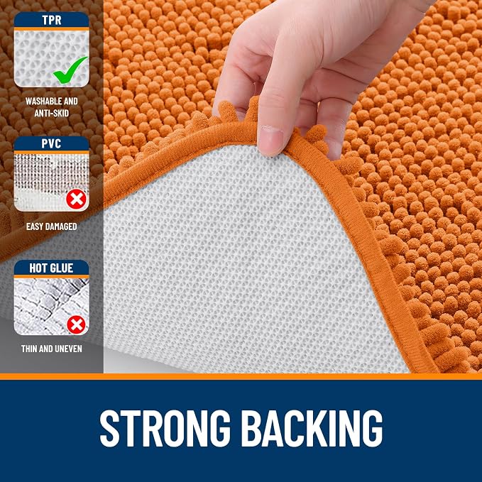 OLANLY Bathroom Rugs 44x24, Extra Soft Absorbent Chenille Bath Rugs, Rubber - Image 6