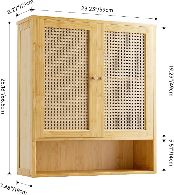 Bathroom Wall Cabinet, Bamboo Over-The-Toilet Storage Organizer - Image 3