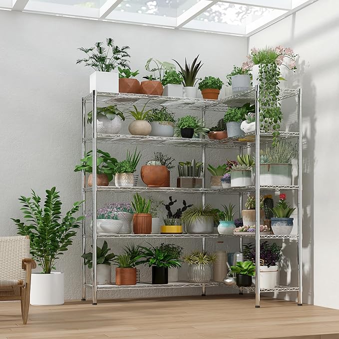 5 Tier Storage Racks Shelving, Heavy Steel Pantry Shelves, Adjustable Wire - Image 5