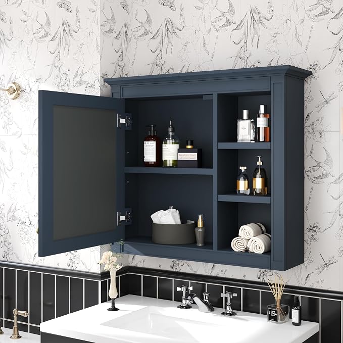 30'' x 28'' Blue Medicine Cabinet, Wall Mounted Bathroom Storage Cabinet - Image 9
