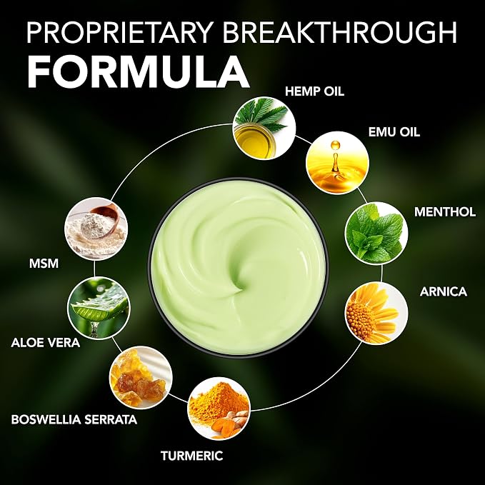 Hemp Cream - Maximum Strength - Natural Hemp Oil Extract Gel Rub - Glucosamine - Image 2