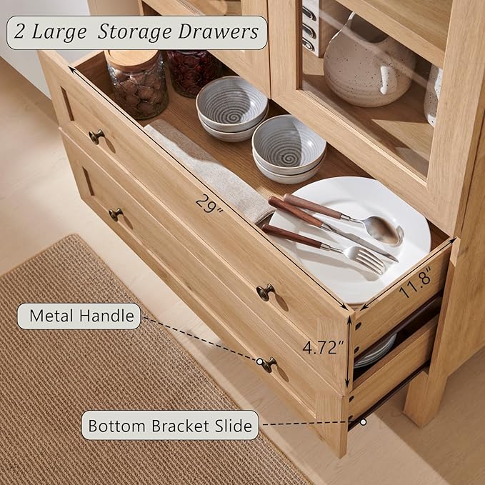 71" Tall Arched Kitchen Pantry, Modern Farmhouse Wood Kitchens Storage Cabinets - Image 5
