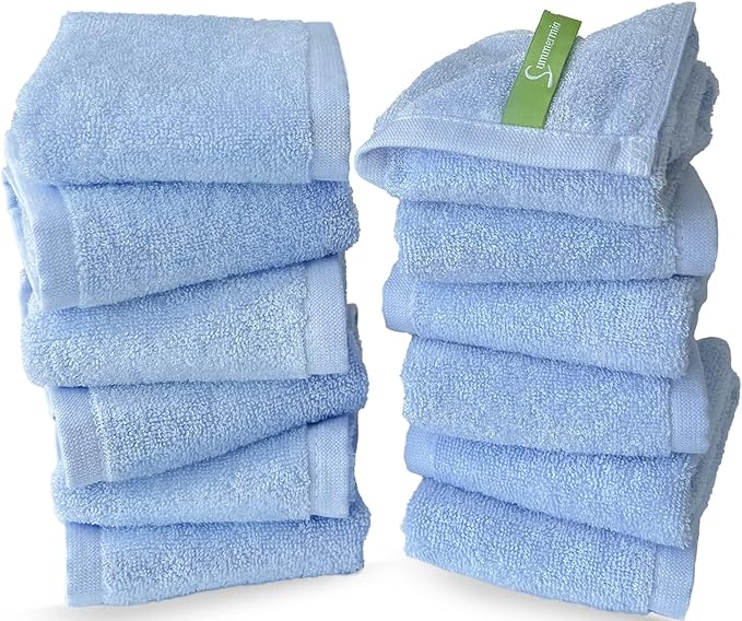 Washcloths 12 Pack 13"x13"- Extra Absorbent, Soft Multipurpose Wash Clothes and by SUMMERMIA