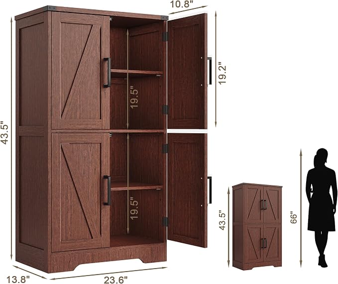 Treocho Bathroom Floor Cabinet, Farmhouse Bathroom Storage Cabinet - Image 2