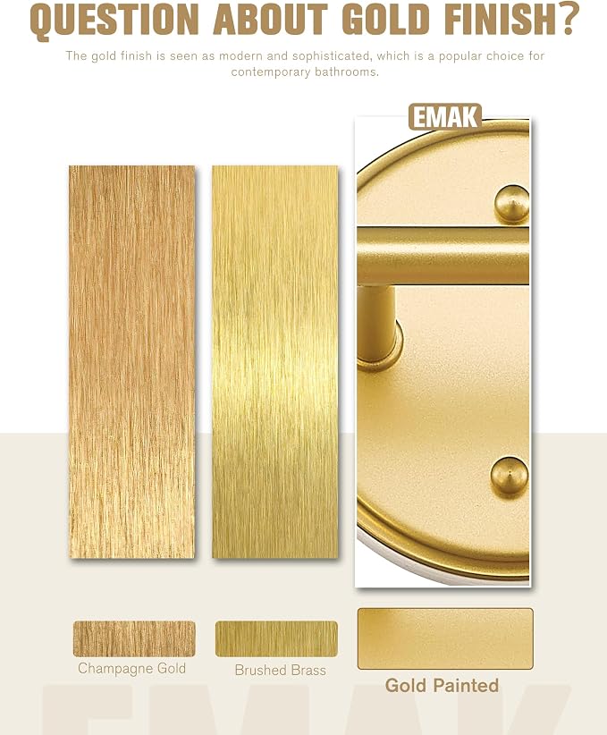 Emak 22 Inch Gold Bathroom Light Fixtures Over Mirror, 2 Light Bathroom Vanity - Image 7