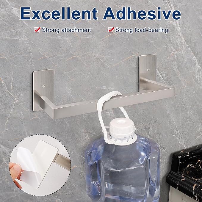 NearMoon Self Adhesive Bathroom Towel Bar, Stainless Steel Square Bath Wall - Image 3