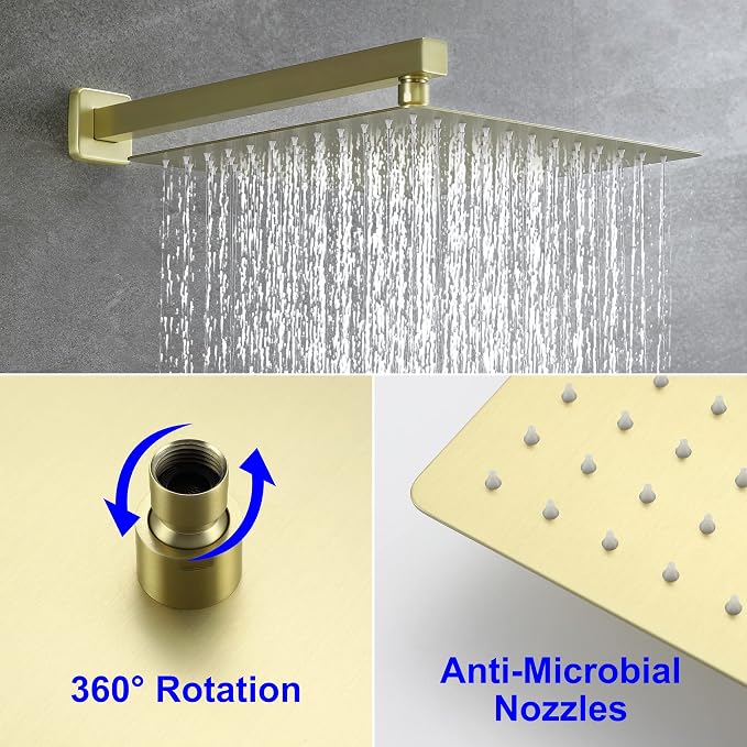 SHAMANDA Brass Rainfall Shower System, Luxuly Bathroom Shower Faucet Combo Set - Image 5