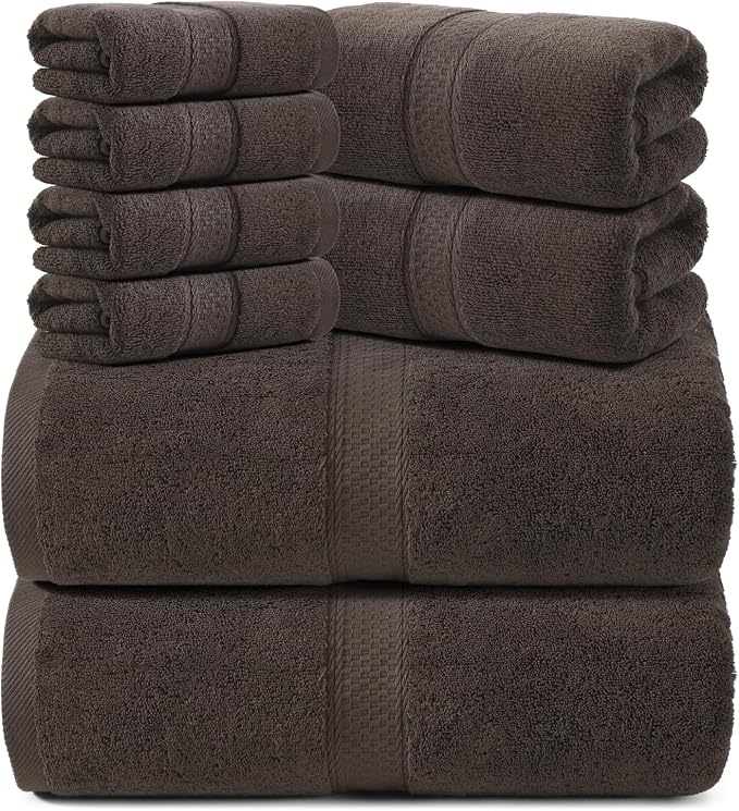 REDKISS Luxury 100% Cotton 8 Piece Bath Towel Sets, 2 Bath Sheets, 2 Hand by REDKISSOnline