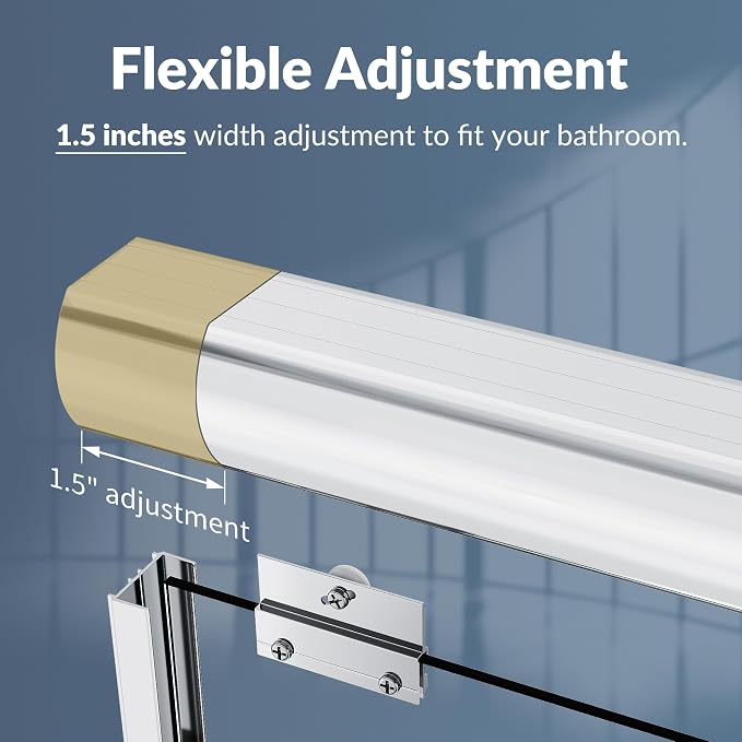 SUNNY SHOWER Bathtub Shower Door 60" W x 62" H Semi-Frameless Double Sliding - Image 4